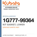 Genuine Kubota kit gasket, lower, part number 1G777-99364 — Alpine Equipment