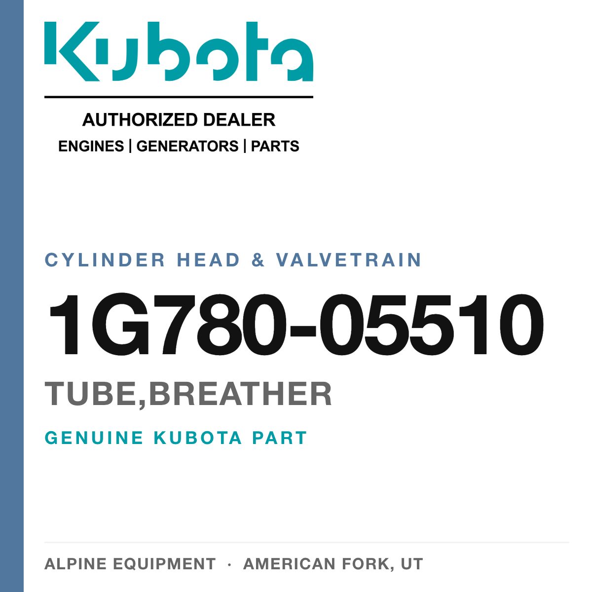 Genuine Kubota tube,breather, part number 1G780-05510 — Alpine Equipment