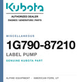 Genuine Kubota label pump, part number 1G790-87210 — Alpine Equipment