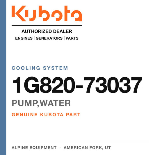 Genuine Kubota pump,water, part number 1G820-73037 — Alpine Equipment