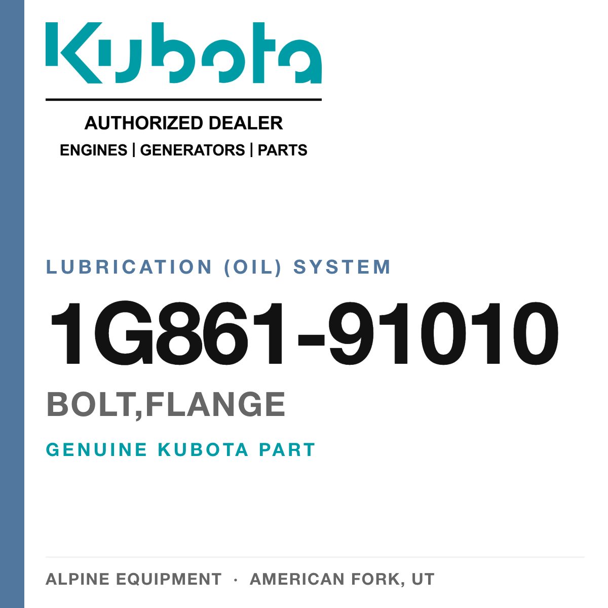 Genuine Kubota bolt,flange, part number 1G861-91010 — Alpine Equipment