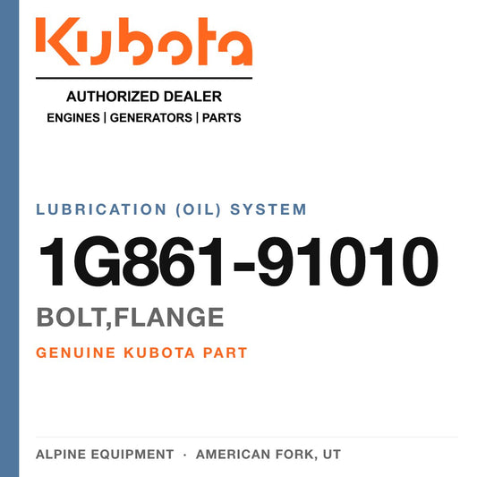Genuine Kubota bolt,flange, part number 1G861-91010 — Alpine Equipment