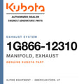Genuine Kubota manifold, exhaust, part number 1G866-12310 — Alpine Equipment