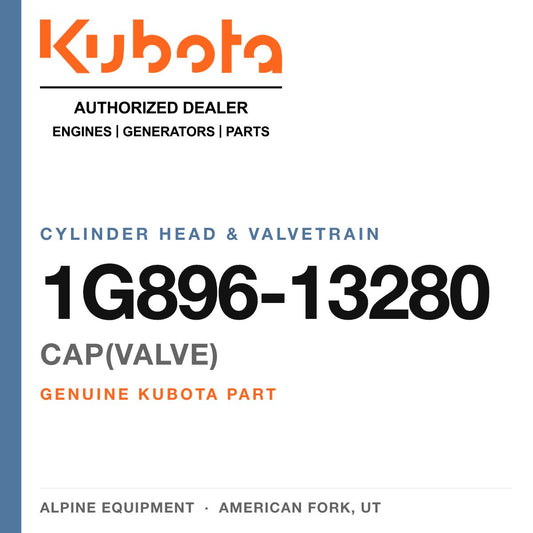 Genuine Kubota cap(valve), part number 1G896-13280 — Alpine Equipment