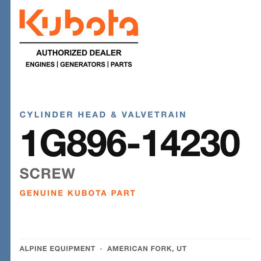 Genuine Kubota screw, part number 1G896-14230 — Alpine Equipment