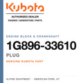 Genuine Kubota plug, part number 1G896-33610 — Alpine Equipment