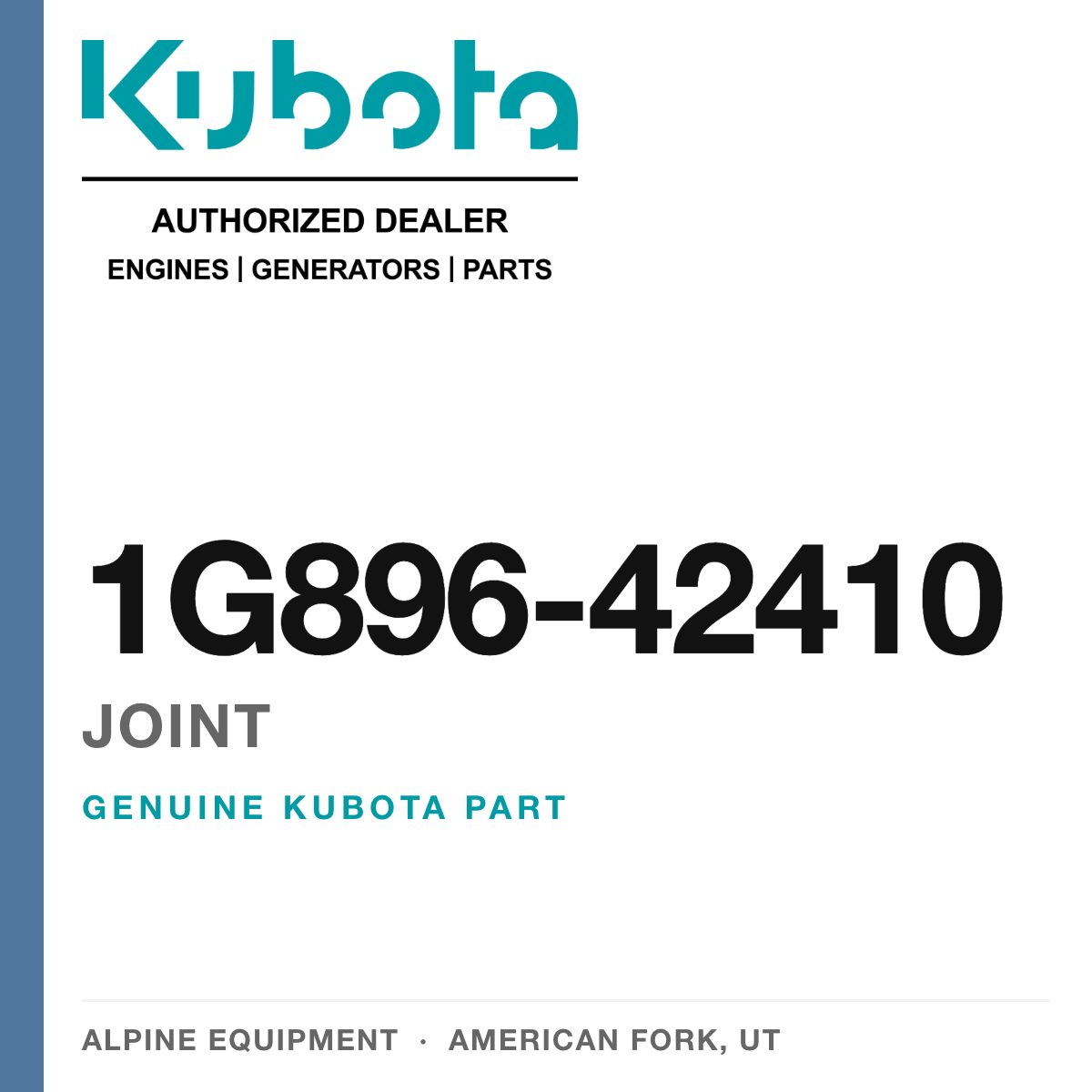 Genuine Kubota joint, part number 1G896-42410 — Alpine Equipment