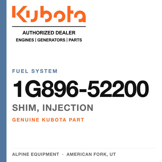 Genuine Kubota shim, injection, part number 1G896-52200 — Alpine Equipment