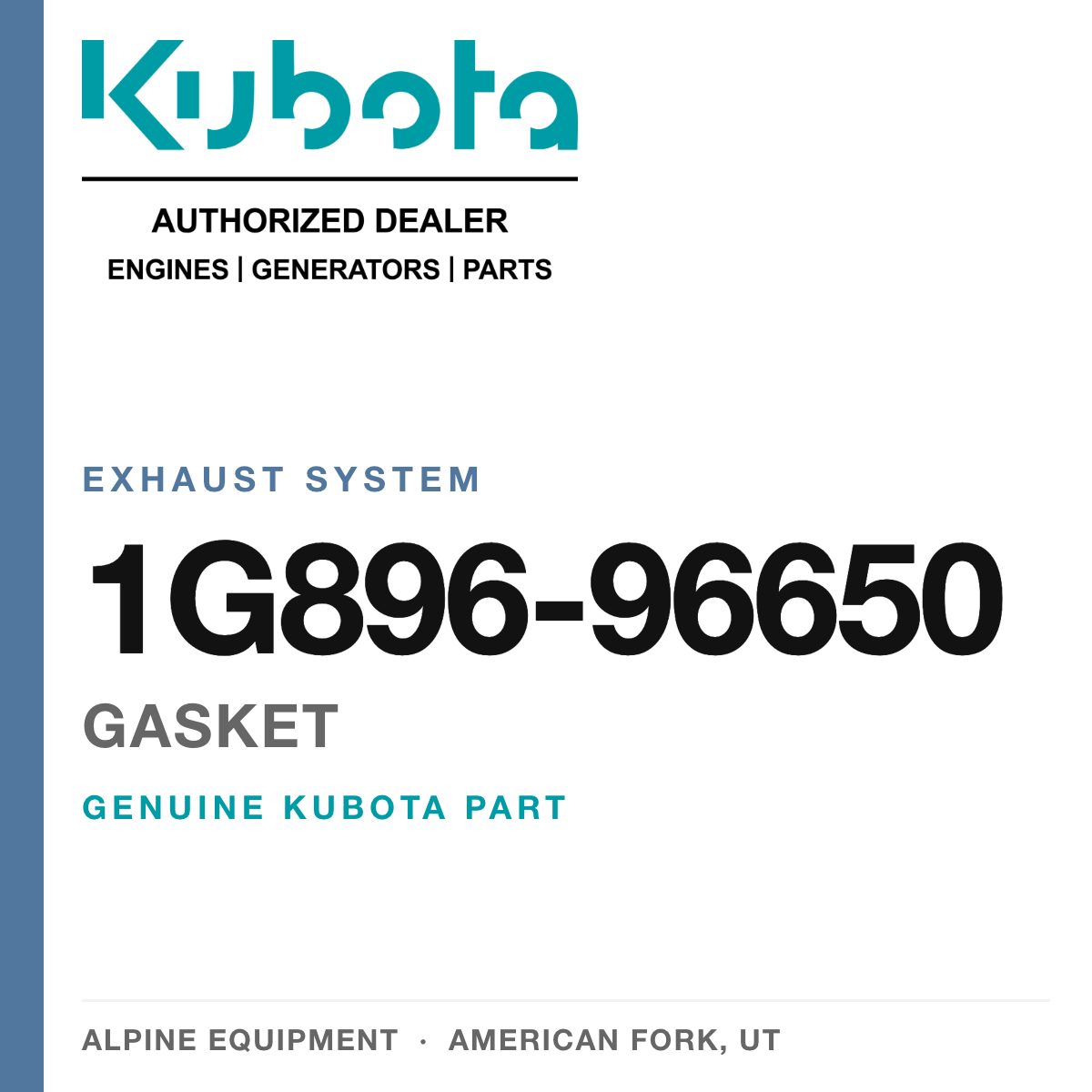 Genuine Kubota gasket, part number 1G896-96650 — Alpine Equipment