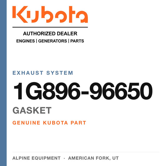 Genuine Kubota gasket, part number 1G896-96650 — Alpine Equipment