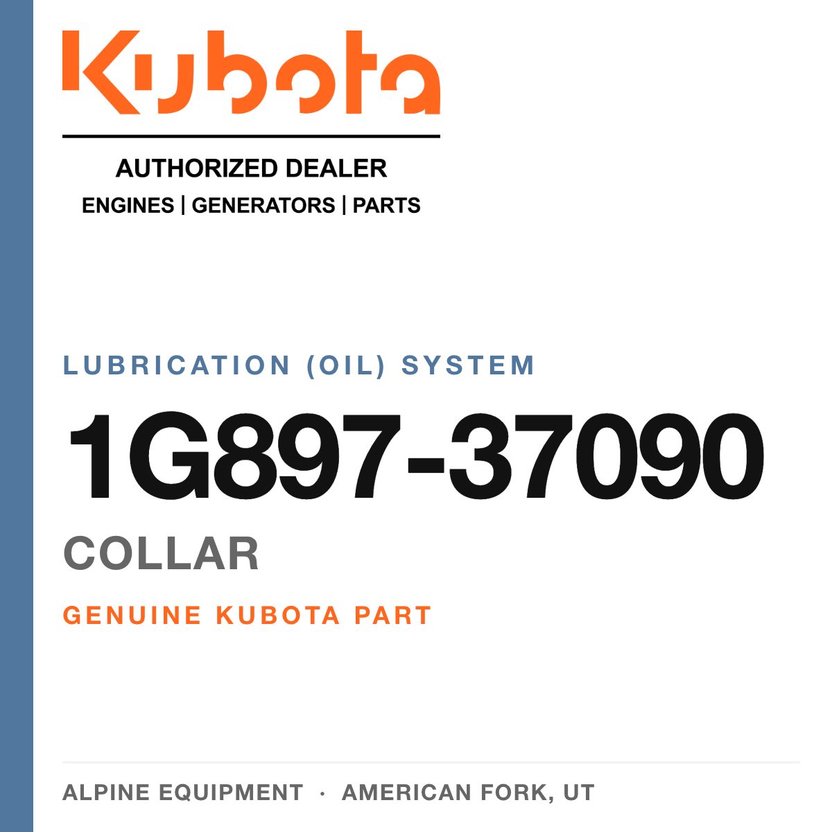 Genuine Kubota collar, part number 1G897-37090 — Alpine Equipment