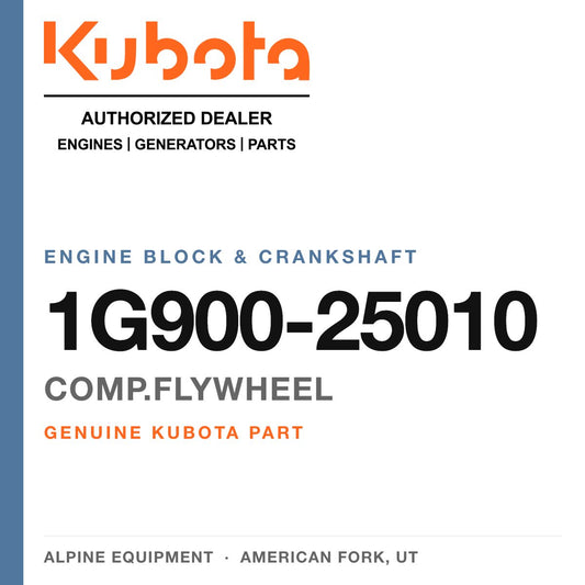 Genuine Kubota comp.flywheel, part number 1G900-25010 — Alpine Equipment