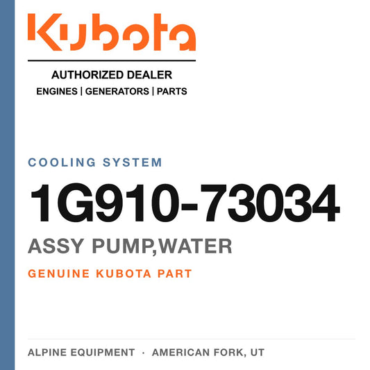 Genuine Kubota assy pump,water, part number 1G910-73034 — Alpine Equipment