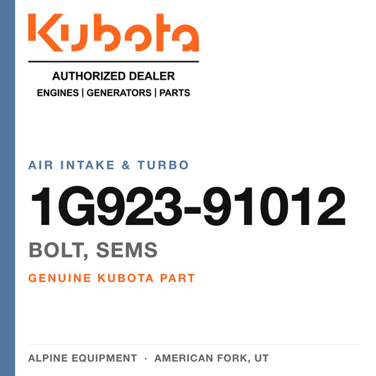 Genuine Kubota bolt, sems, part number 1G923-91012 — Alpine Equipment