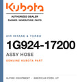 Genuine Kubota assy hose, part number 1G924-17200 — Alpine Equipment