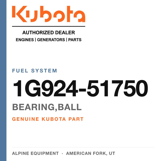 Genuine Kubota bearing,ball, part number 1G924-51750 — Alpine Equipment