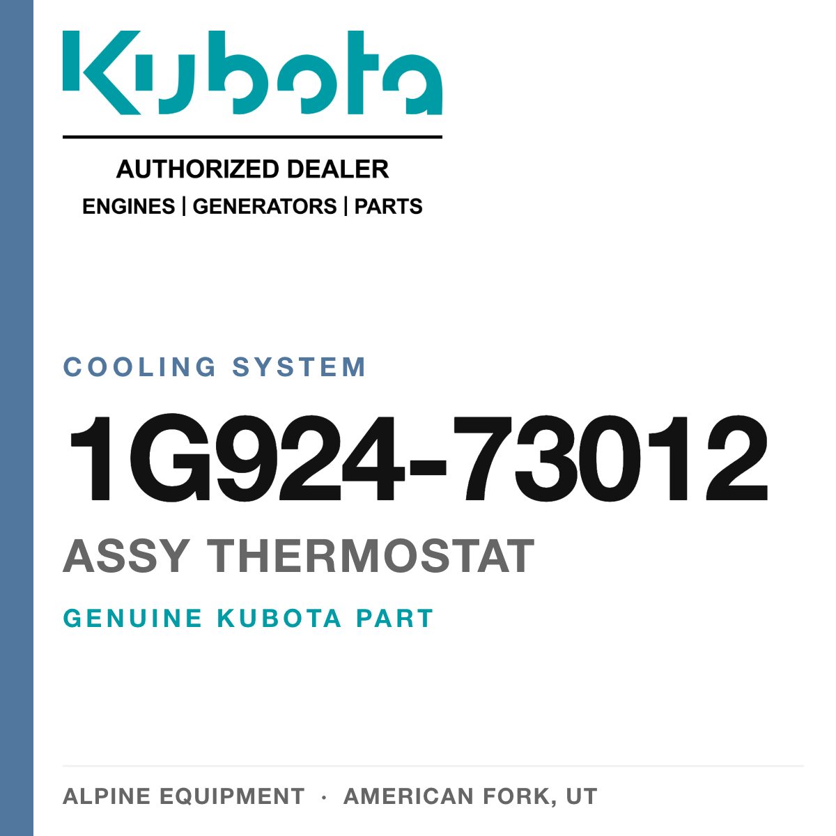 Genuine Kubota assy thermostat, part number 1G924-73012 — Alpine Equipment