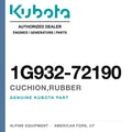 Genuine Kubota cuchion,rubber, part number 1G932-72190 — Alpine Equipment