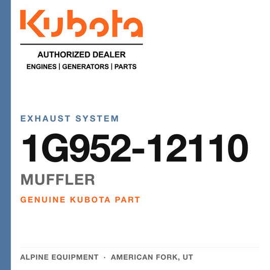 Genuine Kubota muffler, part number 1G952-12110 — Alpine Equipment