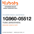 Genuine Kubota tube (breather), part number 1G960-05512 — Alpine Equipment