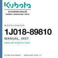 Genuine Kubota manual, inst, part number 1J018-89810 — Alpine Equipment