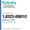 Genuine Kubota manual, inst, part number 1J023-89810 — Alpine Equipment