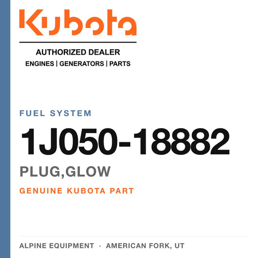 Genuine Kubota plug,glow, part number 1J050-18882 — Alpine Equipment