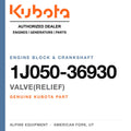 Genuine Kubota valve(relief), part number 1J050-36930 — Alpine Equipment