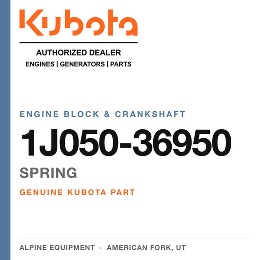 Genuine Kubota spring, part number 1J050-36950 — Alpine Equipment