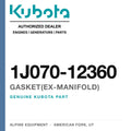 Genuine Kubota gasket(ex-manifold), part number 1J070-12360 — Alpine Equipment