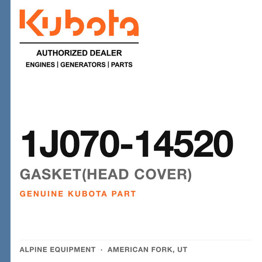 Genuine Kubota gasket(head cover), part number 1J070-14520 — Alpine Equipment