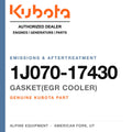 Genuine Kubota gasket(egr cooler), part number 1J070-17430 — Alpine Equipment