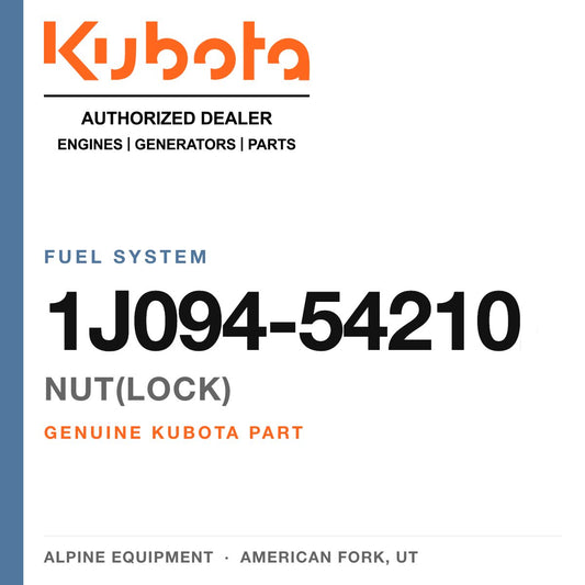 Genuine Kubota nut(lock), part number 1J094-54210 — Alpine Equipment