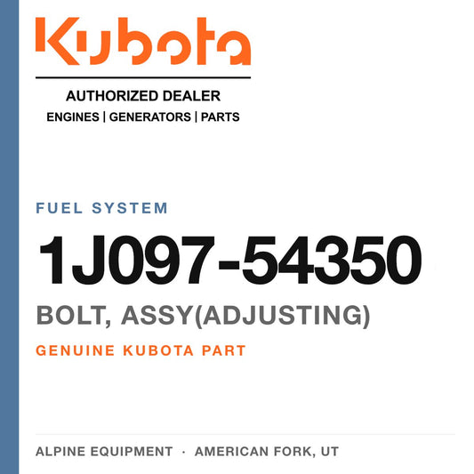 Genuine Kubota bolt, assy(adjusting), part number 1J097-54350 — Alpine Equipment