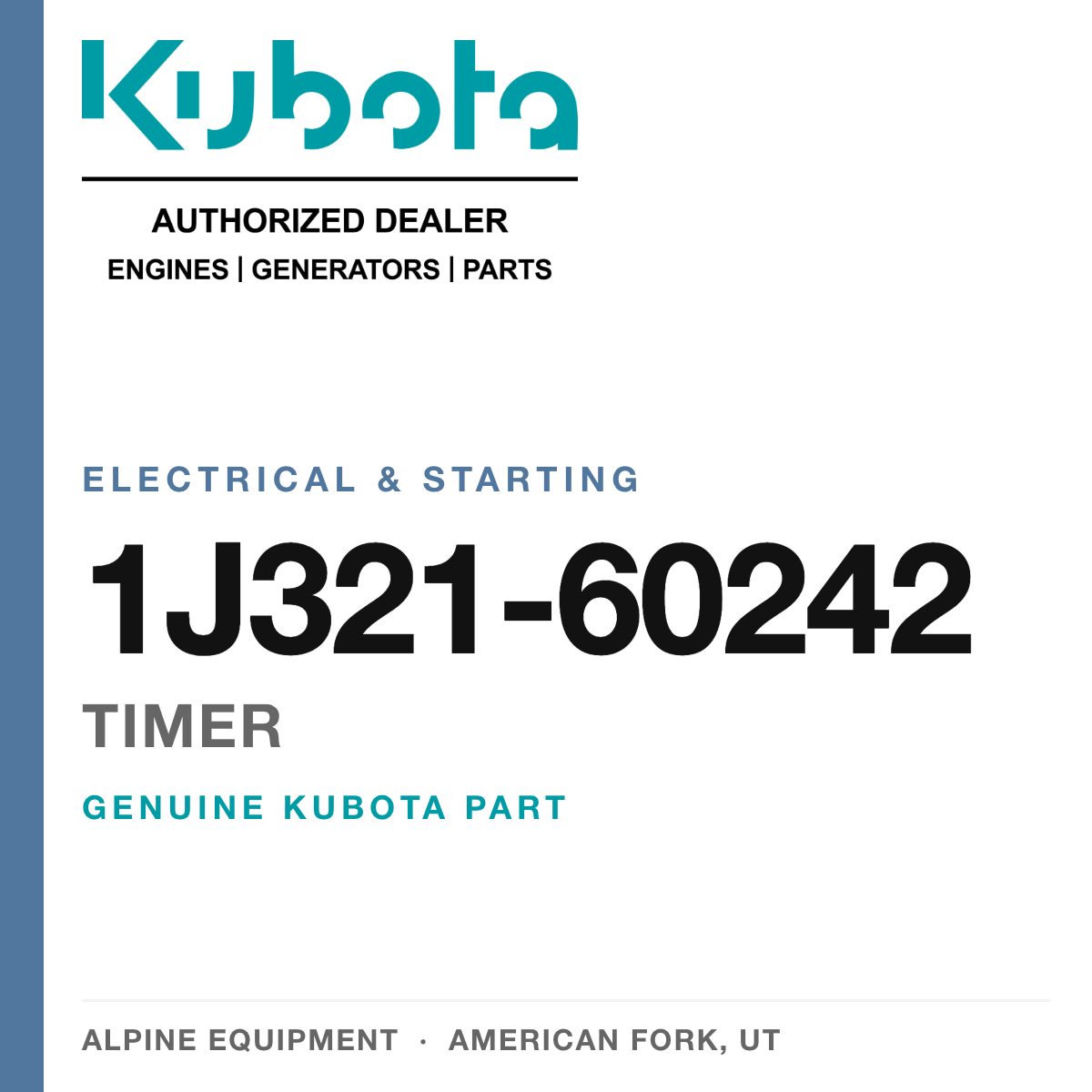 Genuine Kubota timer, part number 1J321-60242 — Alpine Equipment