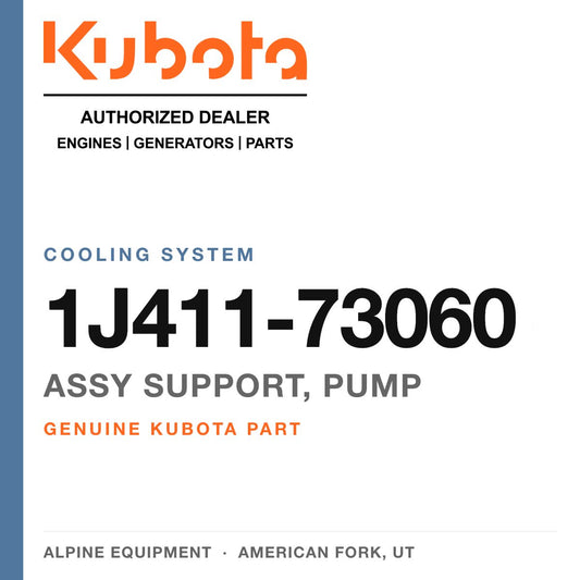 Genuine Kubota assy support, pump, part number 1J411-73060 — Alpine Equipment