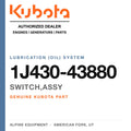 Genuine Kubota switch,assy, part number 1J430-43880 — Alpine Equipment