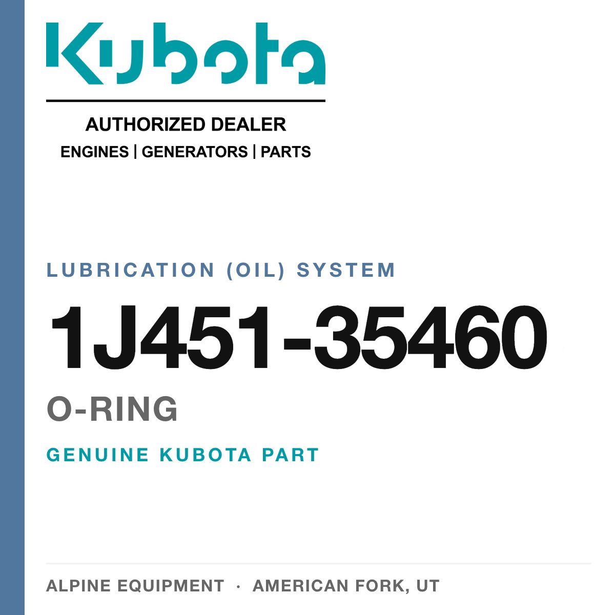 Genuine Kubota o-ring, part number 1J451-35460 — Alpine Equipment