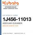 Genuine Kubota assy,air cleaner, part number 1J456-11013 — Alpine Equipment