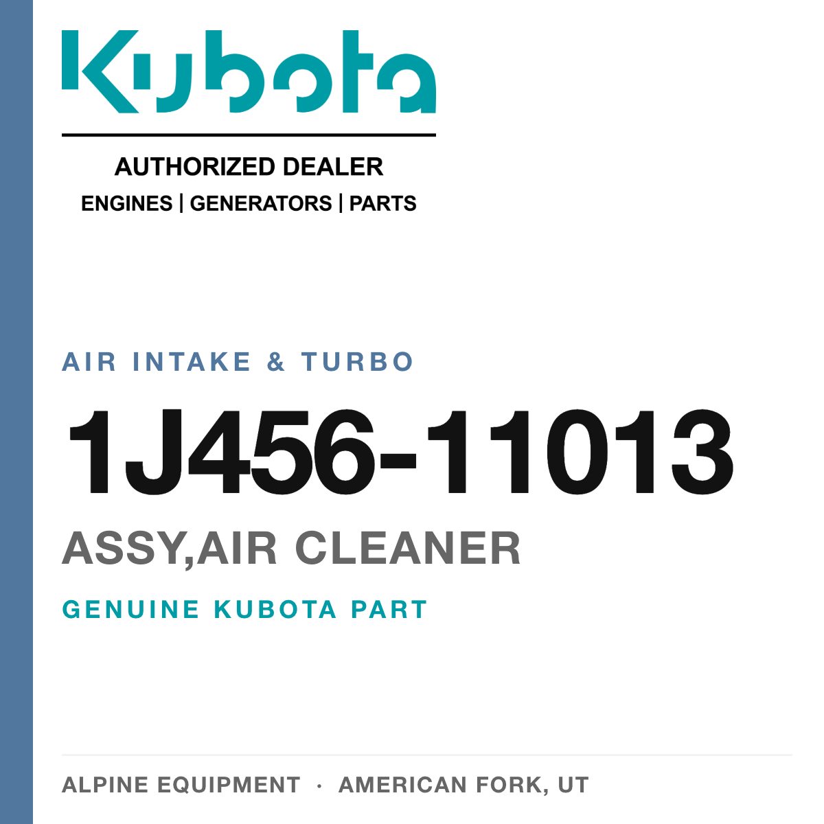 Genuine Kubota assy,air cleaner, part number 1J456-11013 — Alpine Equipment