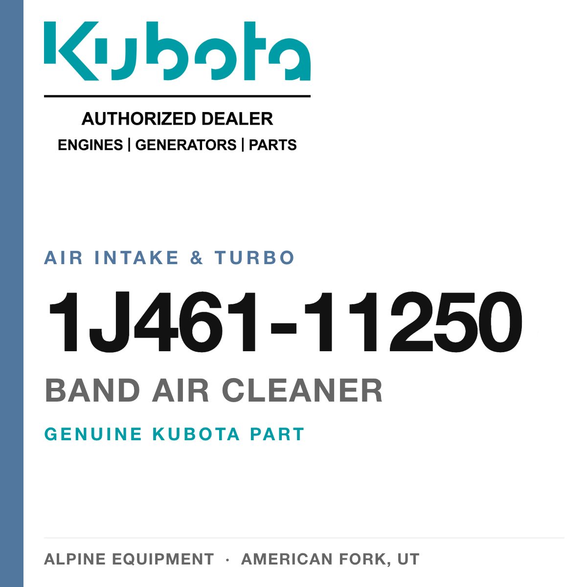 Genuine Kubota band air cleaner, part number 1J461-11250 — Alpine Equipment