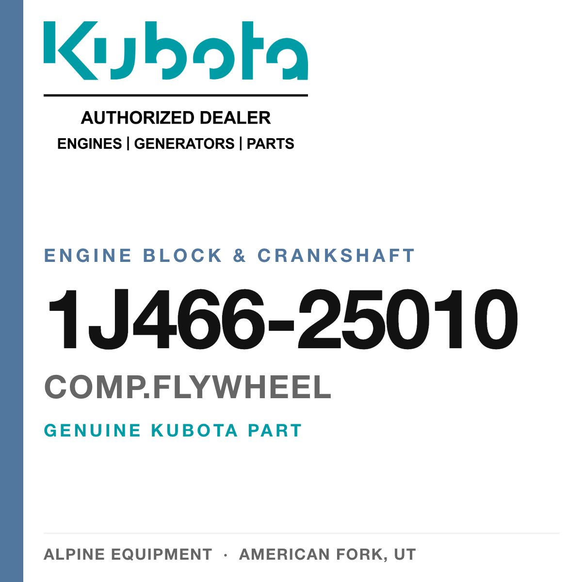 Genuine Kubota comp.flywheel, part number 1J466-25010 — Alpine Equipment