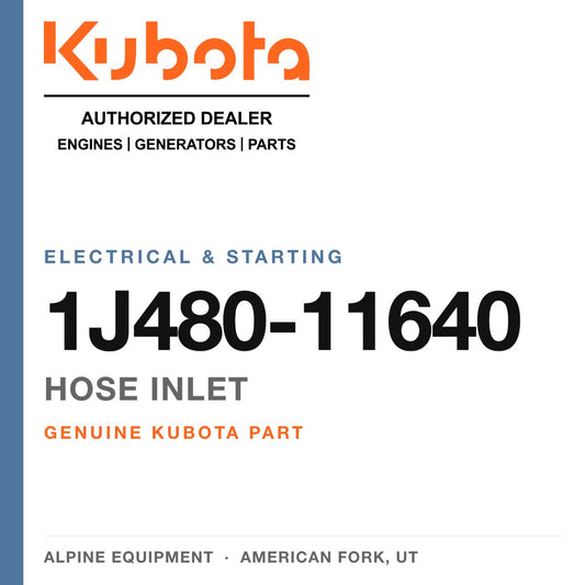 Genuine Kubota hose inlet, part number 1J480-11640 — Alpine Equipment