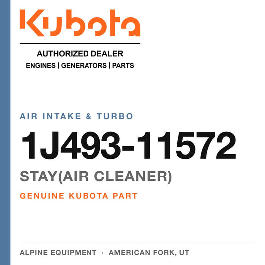 Genuine Kubota stay(air cleaner), part number 1J493-11572 — Alpine Equipment