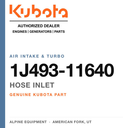 Genuine Kubota hose inlet, part number 1J493-11640 — Alpine Equipment