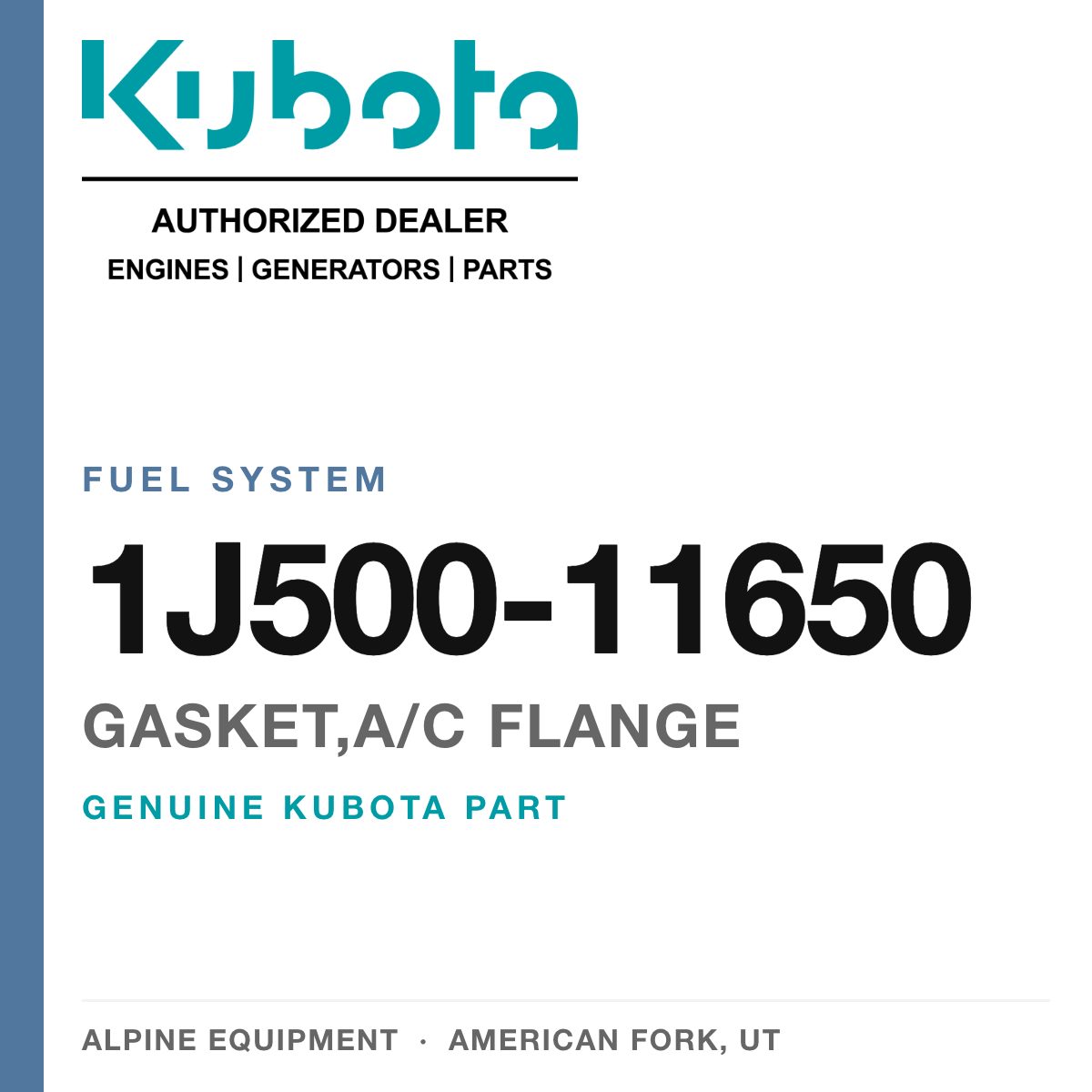 Genuine Kubota gasket,a/c flange, part number 1J500-11650 — Alpine Equipment