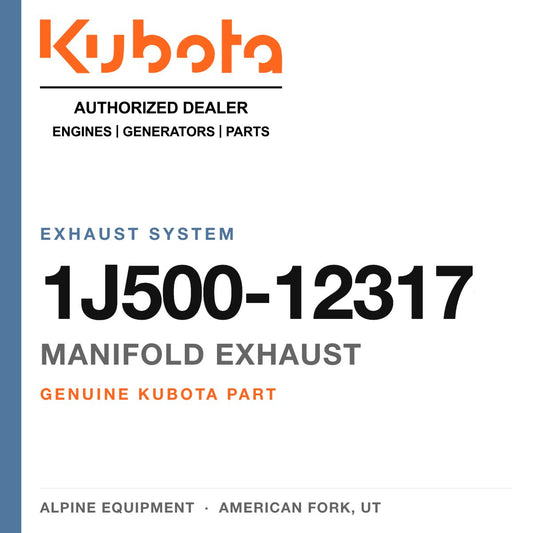 Genuine Kubota manifold exhaust, part number 1J500-12317 — Alpine Equipment