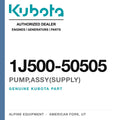 Genuine Kubota pump,assy(supply), part number 1J500-50505 — Alpine Equipment
