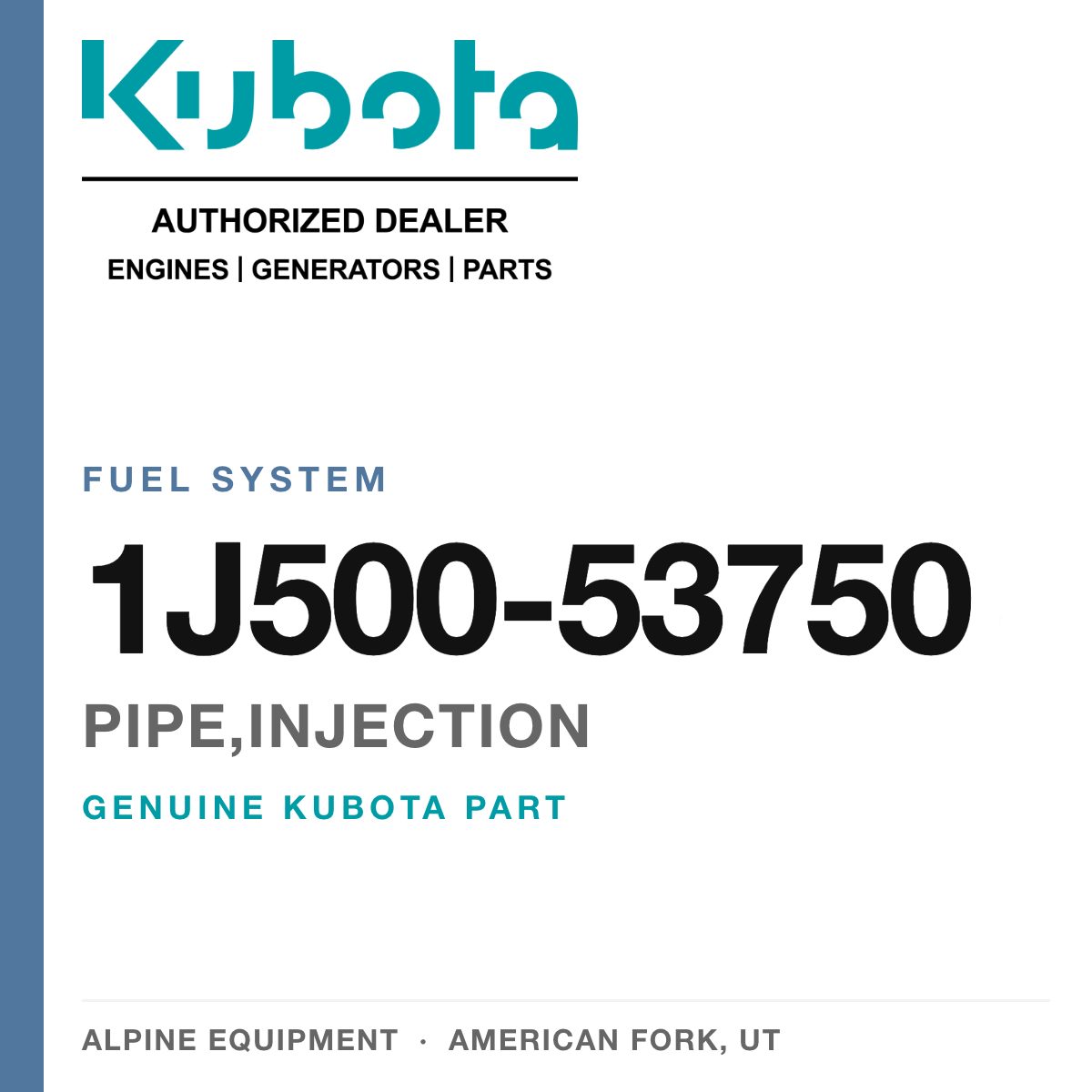 Genuine Kubota pipe,injection, part number 1J500-53750 — Alpine Equipment