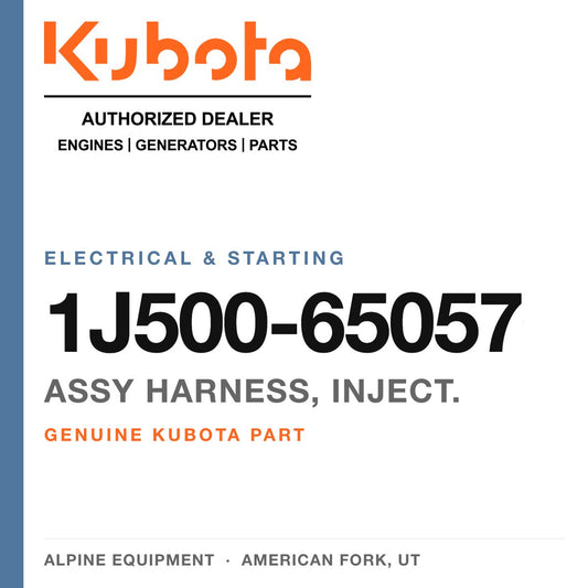 Genuine Kubota assy harness, inject., part number 1J500-65057 — Alpine Equipment